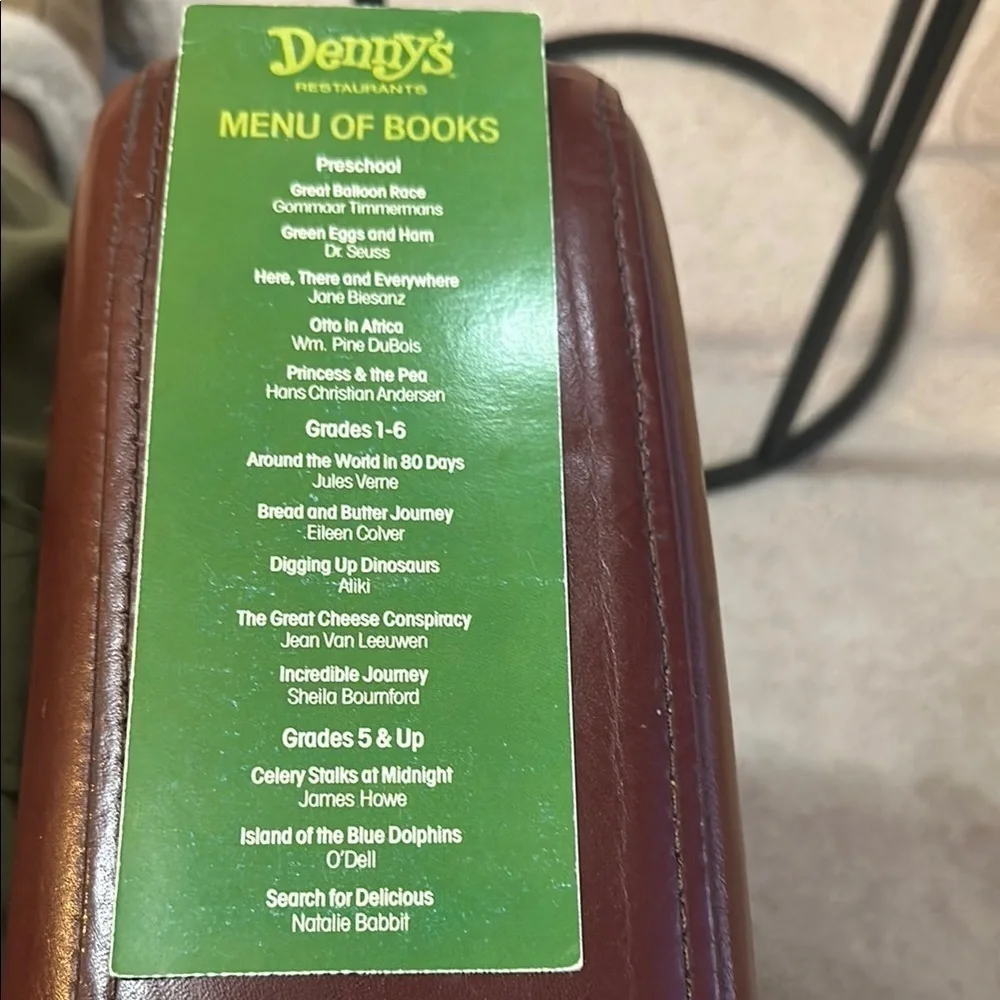 Vintage Denny’s Restaurant and Menu of Books for Pre and Grade Schoolers